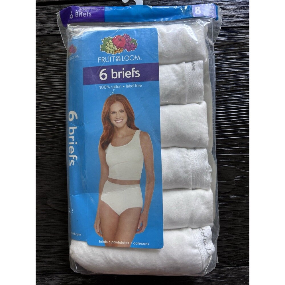 Fruit of the Loom Women Cotton Briefs Size 8 XL White 1 Pack w 6 Briefs Sealed